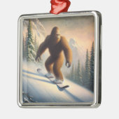 Bigfoot Snowboarding Ornament Aus Metall (Links)