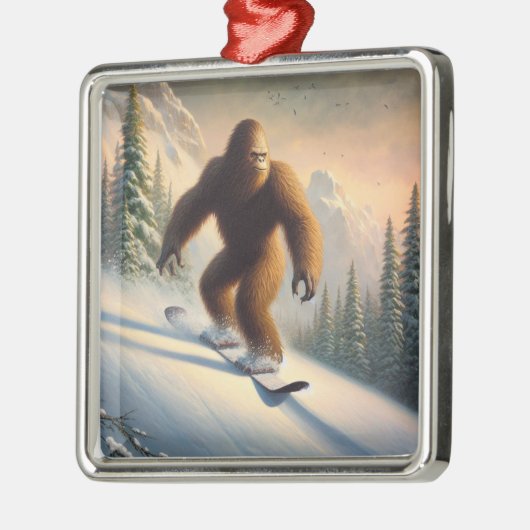 Bigfoot Snowboarding Ornament Aus Metall (Links)