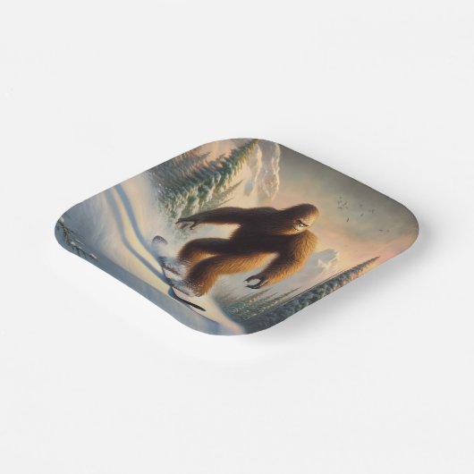 Bigfoot Snowboarding Pappteller (Gewinkelt)