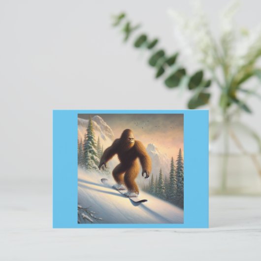 Bigfoot Snowboarding Postkarte (Stehend Vorderseite)