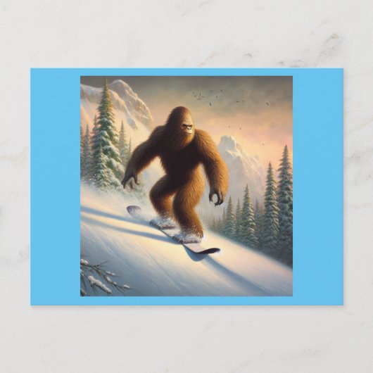 Bigfoot Snowboarding Postkarte (Vorderseite)