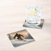 Bigfoot Snowboarding Rechteckiger Pappuntersetzer (Vor Ort)