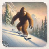 Bigfoot Snowboarding Rechteckiger Pappuntersetzer (Vorderseite)