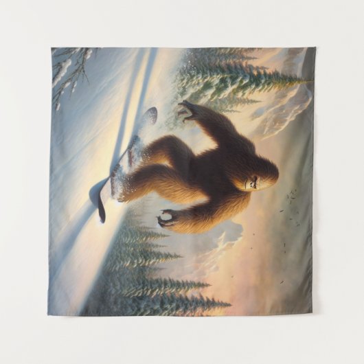 Bigfoot Snowboarding Wandteppich (Vorderseite (Horizontal))