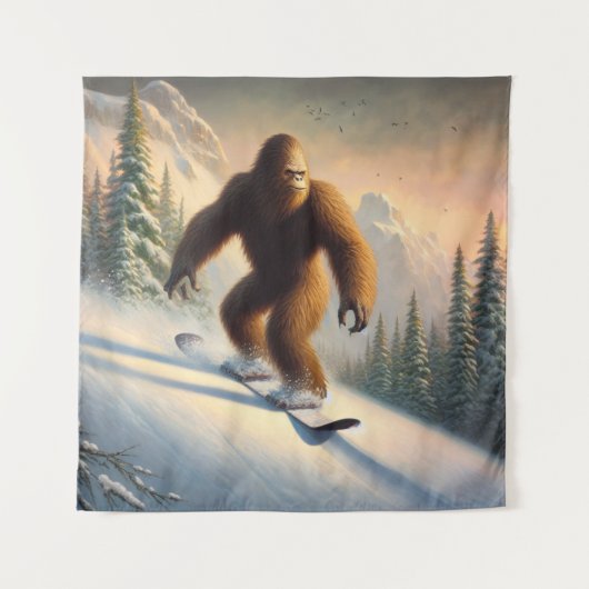 Bigfoot Snowboarding Wandteppich (Vorderseite)