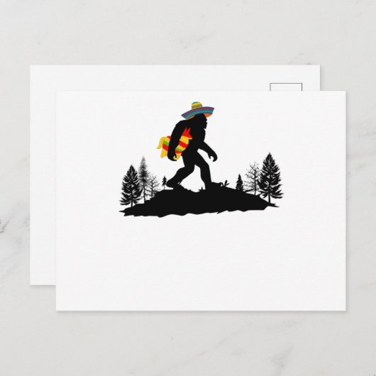 Bigfoot Sombreo Pinata, Cinco De Mayo Sasquatch Postkarte (Vorne/Hinten)