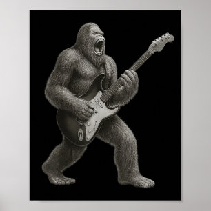Bigfoot spielen Gitarre Rock und Roll Geschenk Män Poster