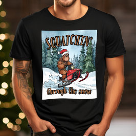 Bigfoot Squatchin' through the Snow Christmas T-Shirt
