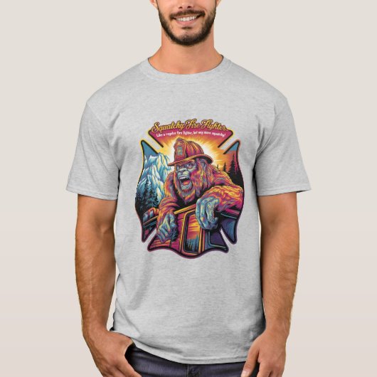 Bigfoot: Squatchy Fire Fighter T-Shirt (Vorderseite)