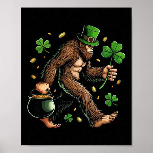 Bigfoot St Patricks Day Funny Sasquatch Saint Padd Poster (Vorne)
