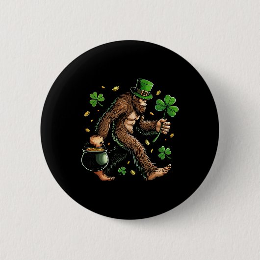 Bigfoot St. Patricks Day Lustiger Sasquatch Sankt Button (Vorderseite)
