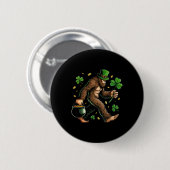 Bigfoot St. Patricks Day Lustiger Sasquatch Sankt Button (Vorne & Hinten)