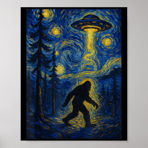 Bigfoot Starry Night Van Gogh Ufo Für Bigfoot Lieb Poster