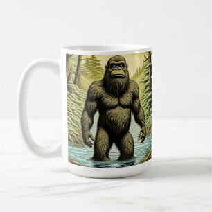 Bigfoot stehend im Wasser Cartoon Kaffeetasse