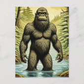 Bigfoot stehend im Wasser Cartoon Postkarte (Vorderseite)