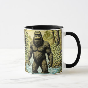Bigfoot stehend im Wasser Cartoon Tasse