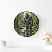 Bigfoot stehend in einem Creek-Cartoon Große Wanduhr (Zuhause)