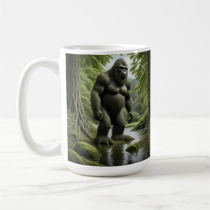 Bigfoot stehend in einem Creek-Cartoon Kaffeetasse