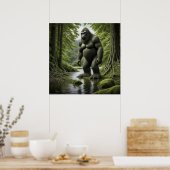 Bigfoot stehend in einem Creek-Cartoon Poster (Küche)