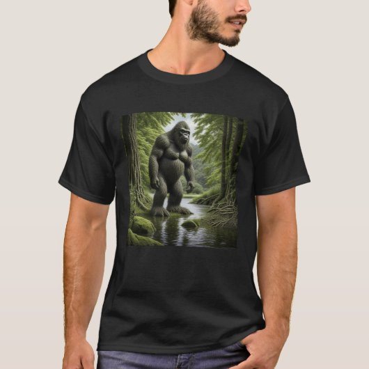 Bigfoot stehend in einem Creek-Cartoon T-Shirt (Vorderseite)