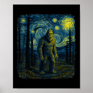 Bigfoot Sternennacht Van Gogh Lustige Geschenke Mä Poster