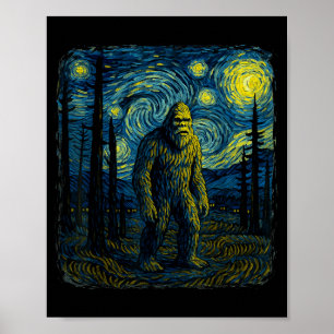Bigfoot Sternennacht Van Gogh Lustige Männer Fraue Poster