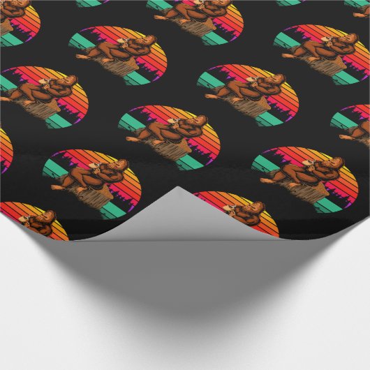 Bigfoot Sunset Coffee Break Funny Sasquatch Geschenkpapier (Ecke)