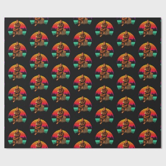 Bigfoot Sunset Coffee Break Funny Sasquatch Geschenkpapier (Flach)