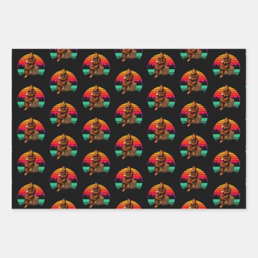 Bigfoot Sunset Coffee Break Funny Sasquatch Geschenkpapier Set (Vorderseite)