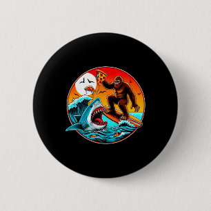 Bigfoot-Surfen-Pizza essender Hai-Angriff-Lustige  Button