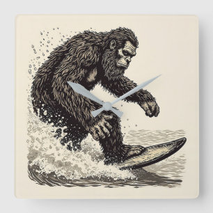 Bigfoot-Surfen Quadratische Wanduhr