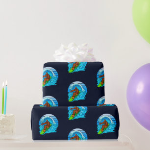 Bigfoot Surfen Reiten Die Wellen Spaß Sasquatch Geschenkpapier