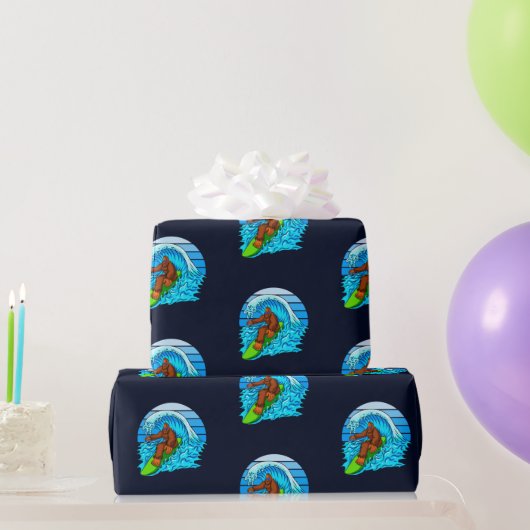 Bigfoot Surfen Reiten Die Wellen Spaß Sasquatch Geschenkpapier (Partygeschenke)