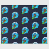 Bigfoot Surfen Reiten Die Wellen Spaß Sasquatch Geschenkpapier (Flach)