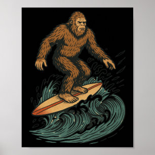 Bigfoot Surfen Retro-Strand Kryptid-Kunst für den  Poster