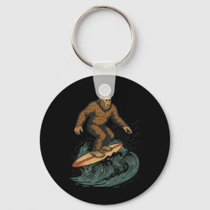 Bigfoot Surfen Retro-Strand-Kryptid-Kunst für den Schlüsselanhänger
