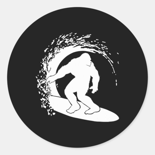 Bigfoot Surfen Runder Aufkleber (Vorderseite)