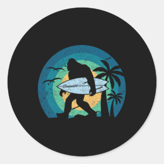 Bigfoot-Surfer-Shirt Lustig Sasquatch Yeti Surfen  Runder Aufkleber