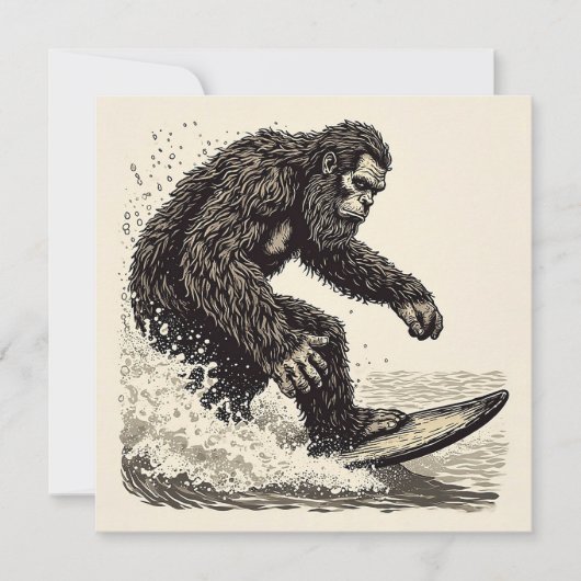 Bigfoot Surft Einladung (Vorderseite)