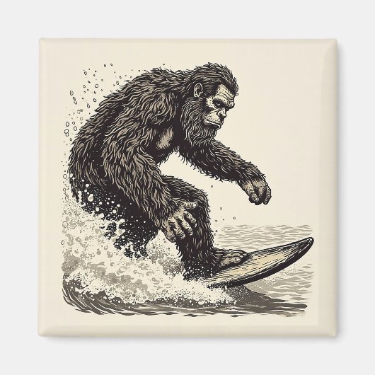Bigfoot Surft Magnet (Vorne)