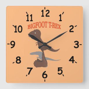 Bigfoot T-Rex Quadratische Wanduhr