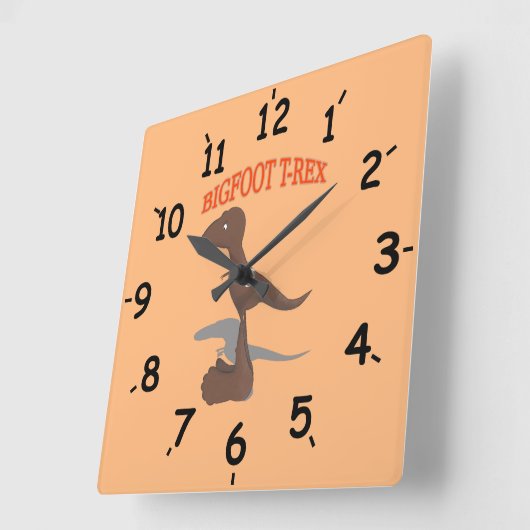 Bigfoot T-Rex Quadratische Wanduhr (Winkel)