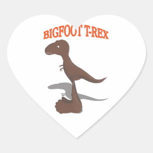 Bigfoot T-Rex Zeichnend Herz-Aufkleber