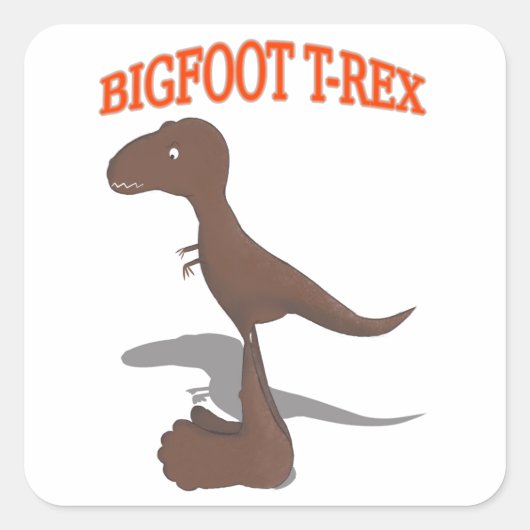 Bigfoot T-Rex Zeichnend Quadratischer Aufkleber (Vorderseite)
