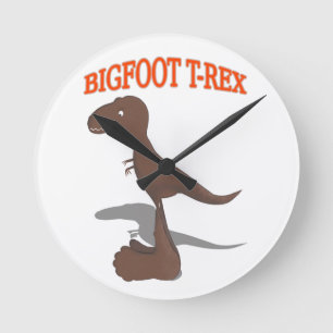 Bigfoot T-Rex Zeichnend Runde Wanduhr