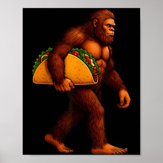 Bigfoot Taco Sasquatch Walking Taco Funny Shirt Me Poster (Vorne)