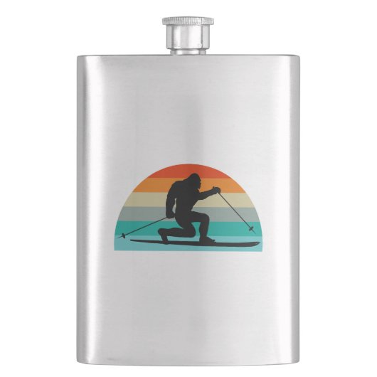 Bigfoot Telemark Skifahren Rainbow Flachmann (Vorderseite)