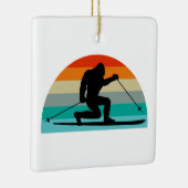 Bigfoot Telemark Skifahren Rainbow Keramikornament (Rechts)