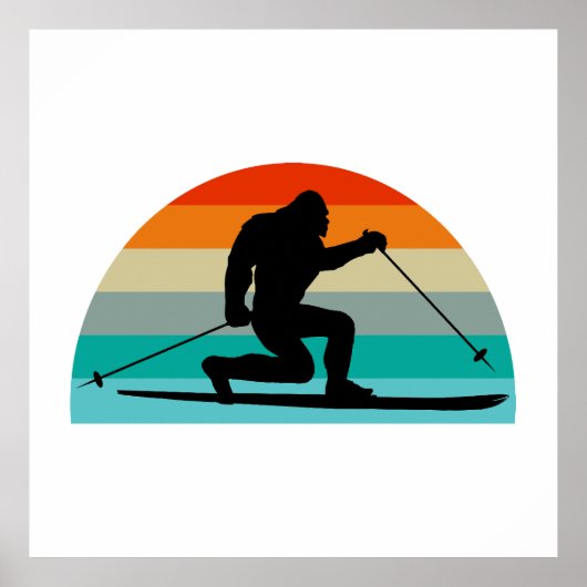 Bigfoot Telemark Skifahren Rainbow Poster (Vorne)