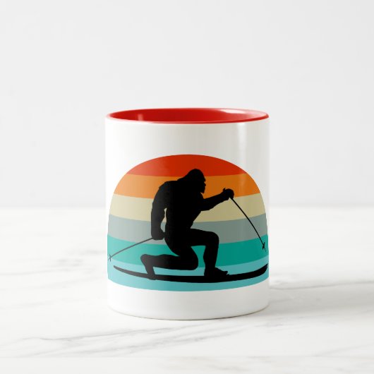 Bigfoot Telemark Skifahren Rainbow Zweifarbige Tasse (Mittel)